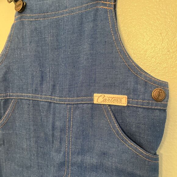Carters Baby Vintage 90s Single Stitch Denim Overalls, Blue- Size 24 M, Made USA - Picture 4 of 10